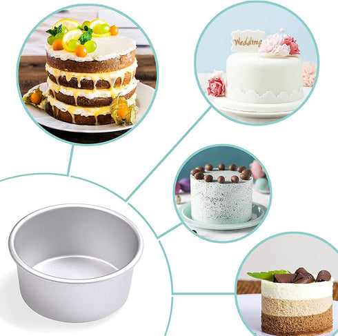 HomeMall 4 Inch Aluminum Round Cake Pan, 8 Pieces Non-stick Mini Cake Baking Pan - Layer Baking Round Cake Pans Set for Home Kitchen DIY Baking To...