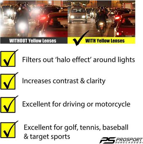 proSPORT Yellow Bifocal Safety Glasses z87 for Men and Women for Night Driving and Riding...