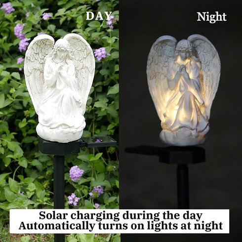 Garden Solar Light Outdoor Decor, Resin Angel Solar LED Light with Stake, Animal Waterproof Light for Flower Fence Lawn Passage Walkway Courtyard ...