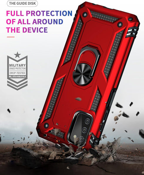 for Samsung Galaxy A03S Case with HD Screen Protector (Military Grade 16ft. Drop Tested) Magnetic Ring Holder Kickstand Protective Phone Case for ...