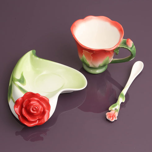 Beddinginn Pink Tea Cups and Saucers (Red)...