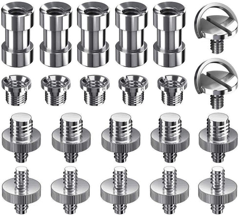 Camera Screw Kit, SDTC Tech 22 pcs D-Ring Quick Release Plate Mount Screw 1/4"-20 and 3/8"-16 Thread Tripod Screw Adapter Converter for DSLR Camer...
