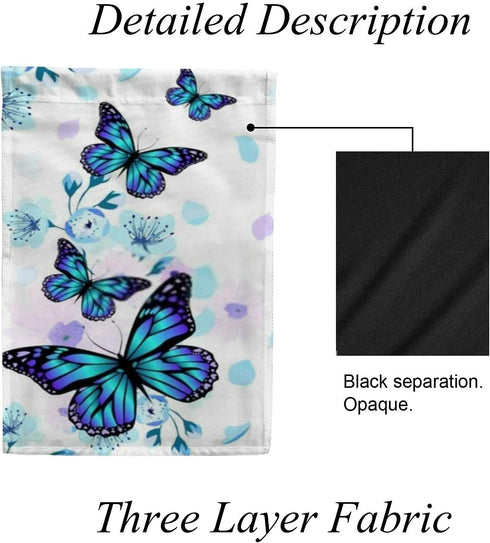 Blue Flowers and Butterflies Garden Flag Welcome Home Flag Vertical Double Sided Seasonal Polyester Flag for Home Lawn Indoor Farmhouse Patio Yard...