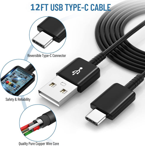 Type C Charger Fast Charging,Android Phone Charger Block with USB C Charger Cable 12Ft for Samsung Galaxy S23/S22/S21/S20/S10/S10 Plus/S10E/S9/S8/...