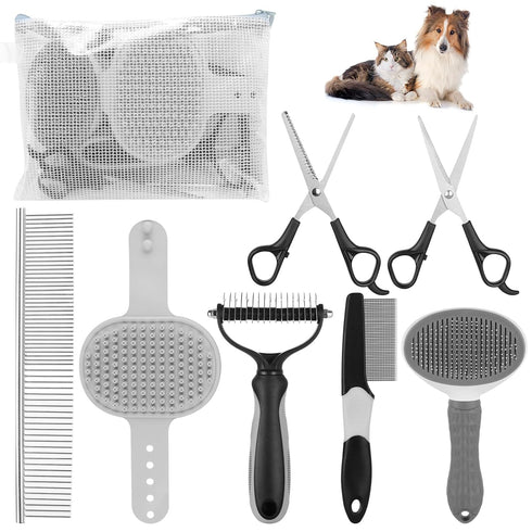 Pet Grooming Kit with Pet Shedding Slicker Brush, Bath Massage for Rabbit, Puppy, Kitten, Pet Grooming Kit With Multiple Combinations, Pet Supplie...