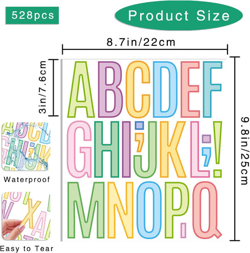 528pcs Letter Stickers 24 Sheets 3 Inch Number Alphabet Stickers Multiple Self Adhesive Waterproof for Bulletin Board Letters Kit Mailbox Numbers ...