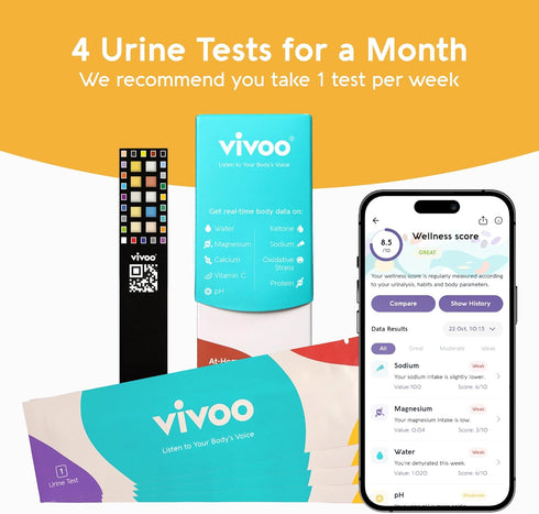 Vivoo | The #1 Urine Test Strips & Keto Strips with App | Advanced Home Tracking for Nutrition, Ketones, Hydration, pH, and More | 1 Month / 4 Tes...