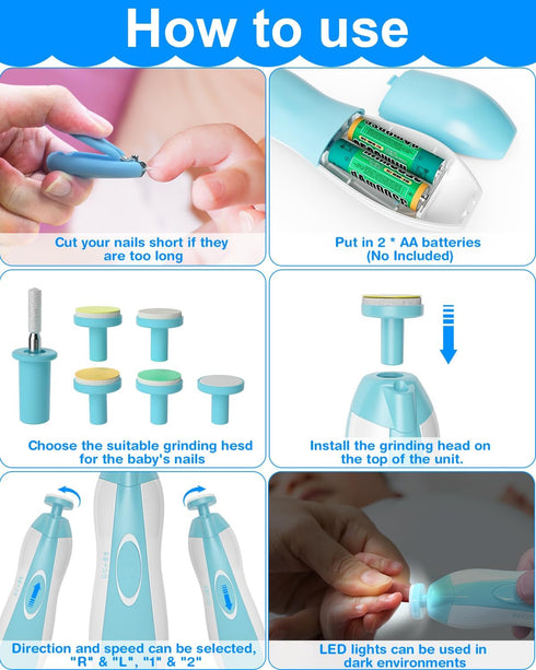 OTTOLIVES Baby Healthcare and Grooming Kit, 24 in 1 Baby Electric Nail Trimmer Set Newborn Nursery Health Care Set for Newborn Infant Toddlers Bab...