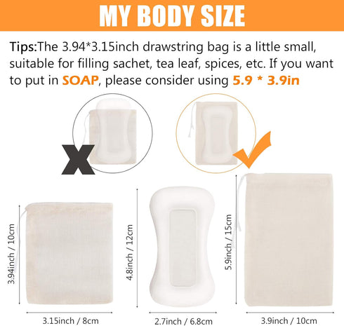 50Pcs Cotton Muslin Bags-3.94 x 3.15 Inches Eco-friendly Drawstring Bags for Reusable Sachet, Crafts, Teas, Spices, Soaps, Jewellery, Crafts, Part...
