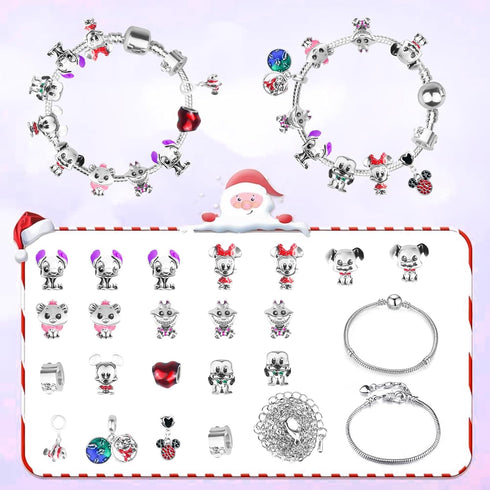 Advent Calendar 2024 Teen Girls Charm Bracelets, 24 Days of Christmas Countdown Calendar with 2 DIY Bracelets, 1 DIY Necklace and 22 Charms, Chris...