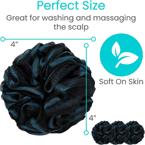 Vive Loofah Sponge Replacement Set for Shower, Bath (4 Pack) - Exfoliating Scrubber for Men & Women - Body Wash Scrubber - Use with Vive Bendable ...