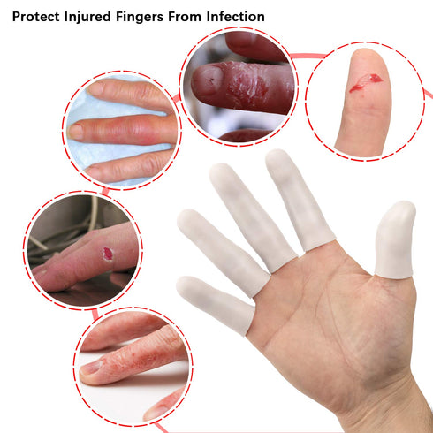 ANCIRS Gel Finger Support Protector Gloves, Gel Finger Cots/Covers - Different Sizes Silicone Fingertips for Hands Cracking, Eczema Skin (20pcs Wh...