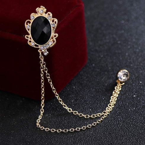 Huture 2 Packs Men's Gem Brooch Lapel Pin Badge Hanging Chains Collar Brooches Pin for Career Suit Tuxedo of Shirts Tie Hat Scarf for Boyfriend Fa...