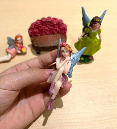 Fairy Garden Accessories - Mini Fairy Figurines with Flower Chair, Fairy Toys Gifts for Girls, Fairies Miniatures for Fairy Garden Decor, Fairy Bi...