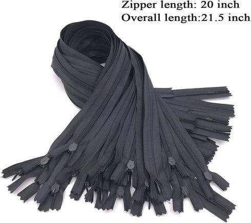 25pcs Nylon Invisible Zippers for Dresses, Skirts, Pillows, Sewing Craft (20 inch, black)...