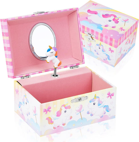 Musical Jewelry Box with Spinning Unicorn Girl Music Box Gift for Girls Toys Jewel Storage Case...