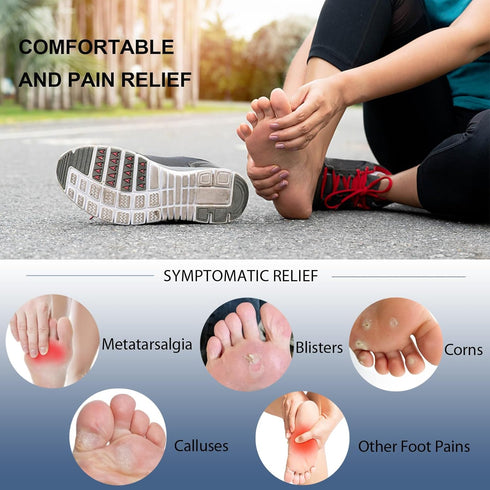 4 Pair Metatarsal Pads Women, Gel Self Adhesive Metatarsal Pads Mens, Firmly Adhered and Reusable Metatarsal Foot Pads, Easy to Clean and Quick Dr...