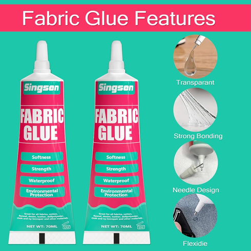 Fabric Glue, Permanent Clear Washable Clothing Glue for All Fabrics, Cotton, Flannel, Denim, Polyester, Doll Repair, 24 Hours Dry and Waterproof. ...