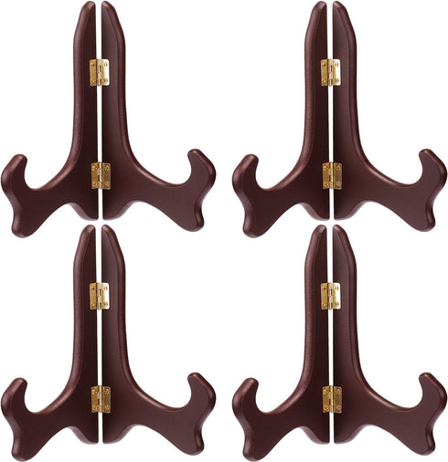 Tatuo 4 Packs Wooden Display Stand Plate Holder Easels (5 Inch, Red)...