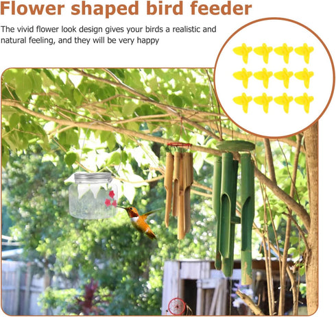 POPETPOP 12Pcs Hummingbird Feeder Replacement Flowers Bird Feeder Feeding Ports Replacement Parts for Hanging Feeders Yellow...