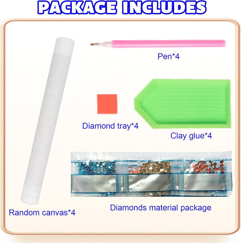 4 Pcs Special Shape Rhinestone Diamond Art Painting Kits, Animals Diamond Art Kits for Adults Beginner, DIY Diamond Dots Art Painting by Number fo...
