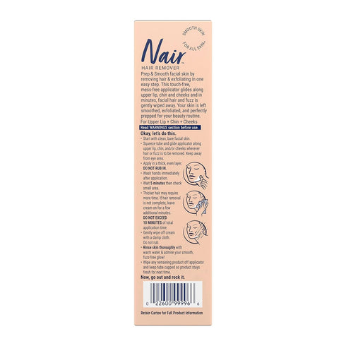 NAIR Prep & Smooth Face, Exfoliating Facial Hair Removal for Woman, Depilatory Cream, Smooth Skin Solution for Effective Hair Removal, Sensitive w...