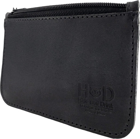 Hide & Drink, Zippered Wallet, Card Case, Folded Bills Storage, Coin Organizer, Travel Accessories, Full Grain Leather, Handmade, Charcoal Black...