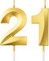 Birthday Candles Numeral Candles Cake Topper Decoration for Birthday Party Wedding Anniversary Celebration Supplies(Gold,21st)...