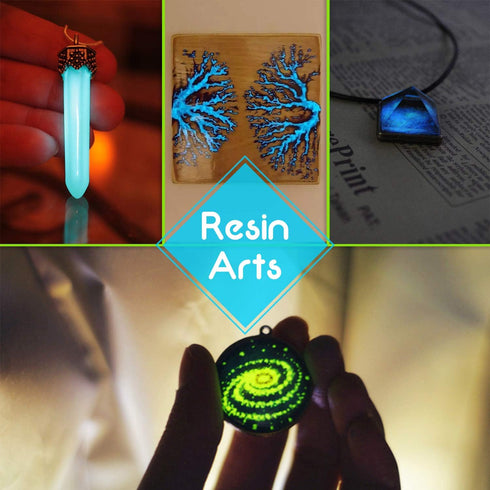 Glow In The Dark Pigment Powder - Epoxy Resin Color Pigment Dyes for DIY Slime Coloring Kit - Luminous Skin Safe Long Lasting Self Glowing for Acr...