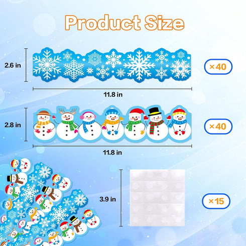 Winter Bulletin Board 78.7FT Cutout Classroom Decor Snowflake Bulletin Border Christmas Holiday Snowman Trim Border Self-Adhesive Label Sticker fo...