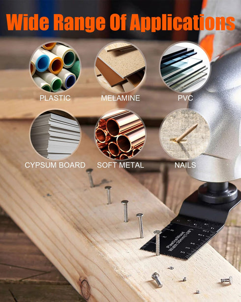 24 Pcs Oscillating Tool Blade, Universal Wood Metal Oscillating Saw Blades, Quick Release Multi Tool Blades Kits Compatible with Dewalt, Milwaukee...