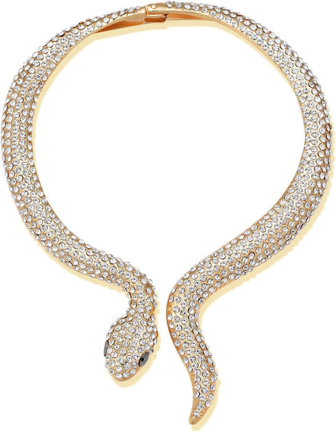 Women's Crystal Gold Snake Choker Collar Necklace Hip Hop Statement Cuff Rhinestone Costume Party Jewelry...