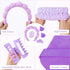 YISSION Purple Spa Headband & Wristband Set Puffy Skincare Headband & Wrist Bands for Washing Face Makeup Powder Puff Large Hair Claw Clips Sponge...