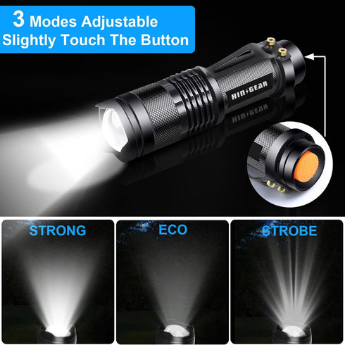 Mini Flashlights 4 Pack, Super Bright LED Tactical Flashlight with Clip, Aluminum, 3 Modes, Zoomable, Waterproof - Best EDC Flash Light for Gift, ...