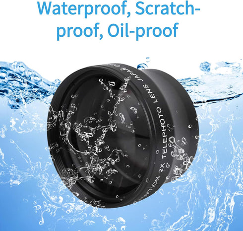 2X Telephoto Lens, Magnification HD Converter Lens for 37mm Mount Camera, Doubles Camera Zoom Default...
