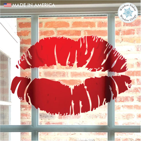 Valentines Day Decorations. Home Decor Valentine Lipstick Lips Kiss Window Sticker. Small Reusable Double Sided Window Cling Decal. Valentine's De...
