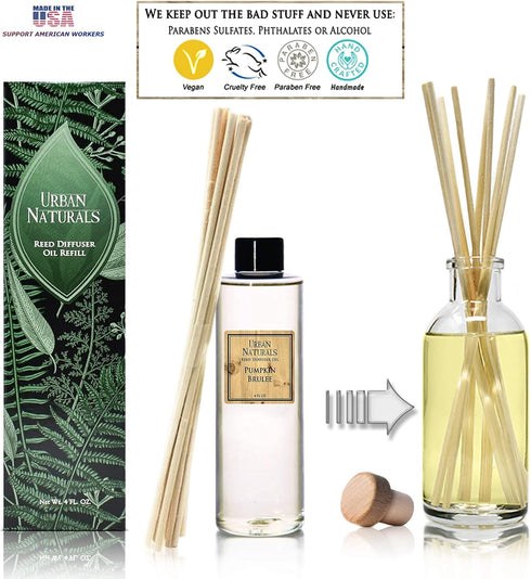 Urban Naturals Pumpkin Brulee Reed Diffuser Refill Oil | Autumn & Winter Home Scent | Creamy Pumpkin Pie, Nutmeg, Maple & French Vanilla | Made in...