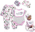 Reborn Baby Girl Doll Clothes 22 inch Newborn Outfits Accesories Elephant 5 Piece Set for 20-22 inch Reborn Doll Matching Clothing...