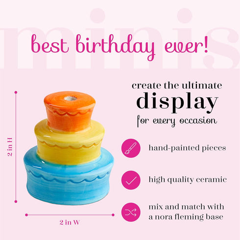 Nora Fleming Hand-Painted Mini: Best Birthday Ever (Candle Holder Cake) A194...