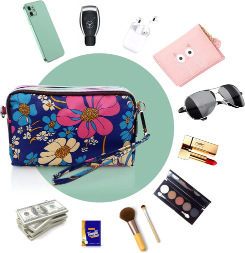 CONISY Large Capacity Wristlet Wallets for Women, Printed Nylon Crossbody Clutch Purse, 3 Zipper Cell Phone Wallet for Ladies...