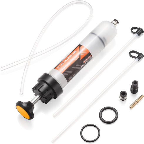FOUR UNCLES 200cc Fluid Extractor, Extraction & Fill Pump, Oil Change Syringe with Hose and 23" Extension Tube, Automotive Oil Syringe, Fluid Oil ...