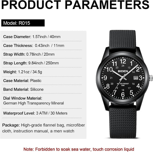 Mens Watches Analog Quartz Sports Unisex Watch 30M Waterproof Nurse Watches for Men Women Nurse Medical Professionals-Military Time with Second Ha...