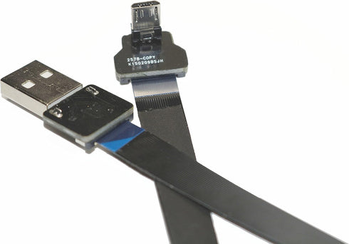 FFC Micro USB FPV Flat Slim Thin Ribbon FPC Cable Micro USB 90 Degree to Standard USB A for sync and Charging Black(40CM)...