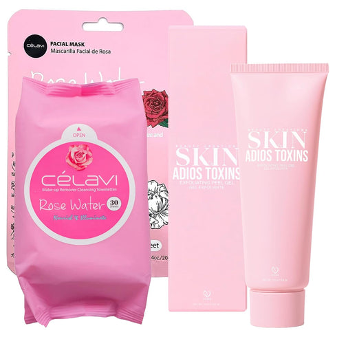 Bundle of 3 Korean Skincare Beauty Creations Vegan Beauty Creations Adios Toxins Exfoliating Peel Gel, Célavi Makeup Remover Cleansing Wipes & Cel...