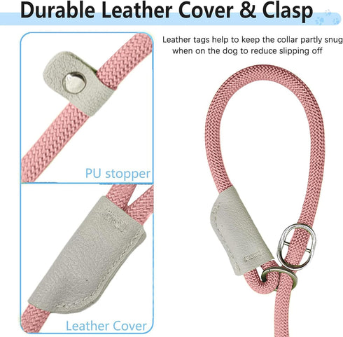 3pcs Slip Leads for Dogs, 6 FT Slip Lead Dog Leash Adjustable Dog Training Leash, Strong Nylon Rope Slip Leash for Large Medium Small Dogs (Green/...