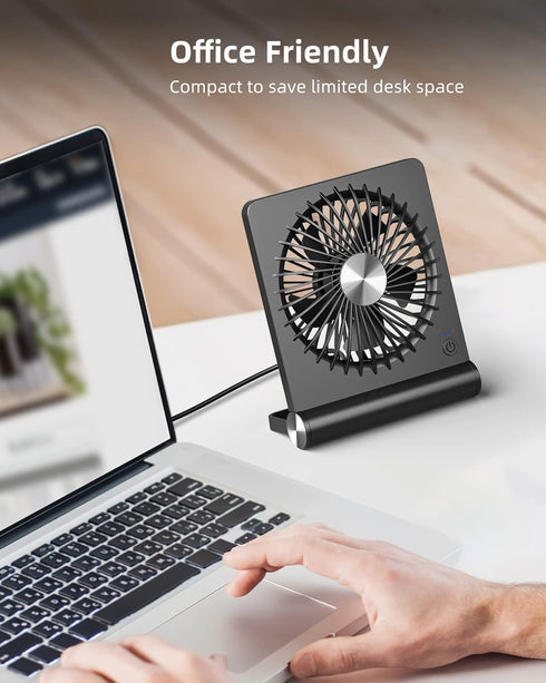 Koonie USB Fan, Strong Wind Ultra Quiet Small Desk Fan 220° Tilt Folding 3 Speeds Adjustable USB-C Corded Powered Personal Fan for Home Office Des...