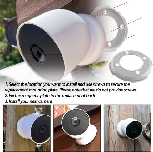 Surveillance Camera Bracket,Camera Mounting Bracket, Wall Mounting Plate Compatible with Google Nest Cam Outdoor Indoor Battery Extra Mount Rings ...
