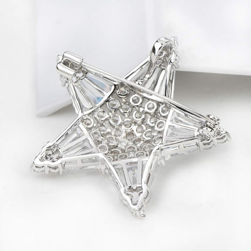 Women's Crystal Cubic Zirconia Winter Snowflake Star Shell Pearl Flower Brooch Pins Christmas Holiday Pendant Jewelry Clear Silver...