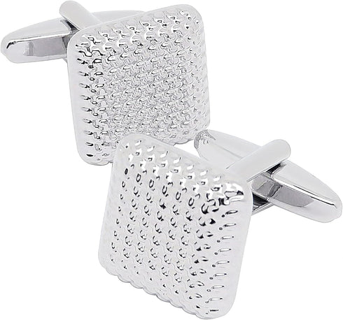 4 Colors Square Metal Cufflinks for Men with Gift Box Silver, Gold Plated, Black, Rose Gold Men Cuff Links for Wedding Dress Shirt Party Birthday ...