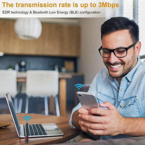 Long Range Bluetooth Adapter for Desktop PC,Techkey 5.3+EDR V1 USB Bluetooth Adapter,Class 1 Wireless Bluetooth Dongle Bluetooth Receiver Support ...